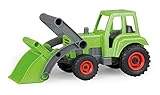 Lena 04213 EcoActives Traktor mit Frontlader, Nutzfahrzeug ca. 35 cm, robuster grüner Trecker mit Schaufel, natürlicher Holzgeruch durch ökologischen Holzanteil, Spielfahrzeug für Kinder ab 2 Jahre