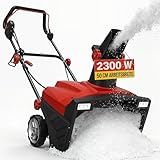 ONBEST Elektro Schneefräse – leistungsstarker 2300 Watt Elektro Motor – 50 cm Arbeitsbreite – LED-Scheinwerfer – 25 cm Arbeitshöhe – 9 m Auswurfweite – Kabelzugentlastung – Electric Snow Blower