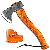 NedFoss Hippo Axt Holz Spalten, 33cm hohe Kohlenstoffstahl Survival Axt mit Scheide, Scharfe Bushcraft Beil Gewicht 780g, Spaltaxt, Universalaxt, Wikinger Handaxt für Camping &Gartenarbeit