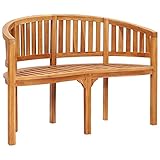 KOIECETA Teak Massiv Bananenbank 2-Sitzer Gartenbank Sitzbank Holzbank Parkbank Affenbank Terassenbank Balkonbank Bank Outdoor 120cm (120 x 52 x 86 cm)