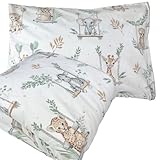 Kinderbettwäsche 100x135 + 40x60 | 100% Baumwolle Weiche & Farbenfrohe Bettwäsche für Babys | Mädchen & Jungs | Hochwertiges Set mit Reißverschluss YKK Kissenbezug | Schönes zartes Muster - Safari