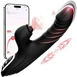 G Punkt Vibration für Frauen Sexspielzeug Stoßvibrator, 7x10 Puls-Stoßmodi Sex Spielzeug für die Paare Klitoris Stimulator G-Punkt-Vibratoren App Paarvibrator Auflegevibrator Stoßdildo Schwarz
