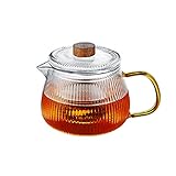 GHJKLZNMRU Glas-Teekanne Duckbill Vertikales Muster Hitzebeständige Glaskanne mit Teefiltergriff Wasserkocher Kaffeekanne Glas Teekanne