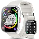 aycy Smartwatch für Damen und Herren, 1,85 Zoll Smartwatch mit Anrufannahme/Anrufannahme, 112 Sportmodi Fitness Tracker mit Schlaf/Herzfrequenzmesser, IP68 Smart Watch für Android iOS, Elfenbein