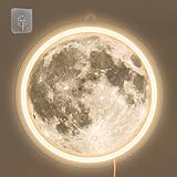 Mond Neon Schilder für Wanddekoration, Anywin Dimmbare Neon Lampe Mond LED Schilder Mond Kunst Neonlichter Dekor für Wohnzimmer, Schlafzimmer, Geburtstagsgeschenke für Freunde Kinder