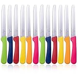 targzier Steakmesser Set,12 Stück Gezacktes Steakbesteck,Bunte,Edelstahl Steak Messer für Haus Restaurant Hotel,Hochwertige Pizzamesser Set,Rostfrei Tafelmesser,Spülmaschinenfest