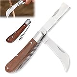 BAIFULAI Okuliermesser Gartenmesser: 16,5 cm Klappbar Okuliermesser mit 2 Klingen, Veredelungsmesser Multifunktionale Gartenmesser zum Pfropfen,Beschneiden, Reparieren von Unkrautbüschen