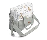 SENSILLO - Wickeltasche Kinderwagen - Kinderwagen Organizer - Kinderwagentasche mit Reißverschluss, Kinderwagenbefestigung, mit kurzen Griffen und langem Schulterriemen - 43x30x13 cm - Weiß