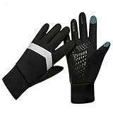 Homefantasy Winter-Kinder-Sporthandschuhe, Laufhandschuhe Mit Anti-Rutsch Winddicht Touch Screen, Fleece Wasserfest, Zum Laufen, Wandern, Skisport Und Outdoor-Walking（Schwarz）