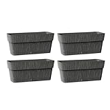 Kigima Pflanzenkasten 4er Set 30x13x12 Anthrazit – Robuster Blumenkasten für Balkon & Fensterbrett aus Plastik – Stylischer Balkon Blumenkasten mit Wasserspeicher – Kleiner Balkonkasten für Blumen