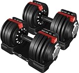 Yaheetech 2er Verstellbare Hanteln 12-in-1 Kurzhanteln 3 kg bis 24 kg Kurzhantel Schnelleinstellung Gewichtsstufen 2er Hanteln für Zuhause & Fitnessstudio