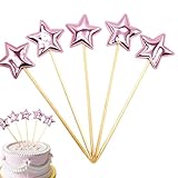 Tortenaufleger zum Geburtstag – 5 x für Kuchen | Kuchendekorationen | Kuchendekorationen | Stern-Geburtstagstorten-Topper | Dekostab