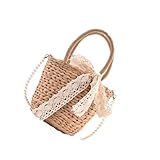 Healeved 1 Stück Strohtasche Umhängetasche Damentasche Für Damen Tragetasche Handtasche Geldbörse Strandtasche Korbtasche Für Damen Damen Stroh Gewebt Umhängetasche