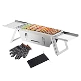 Tragbarer Faltgrill Für Holzkohle - Kompaktgrills Mit Holzkohle,Edelstahl Grillplatte Reisefreundlich Für Outdoor Kochen Garten Tischgrill Balkon Wohnung Und Picknick