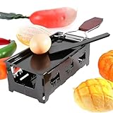 Raclette-Grill, antihaftbeschichteter Käseschmelzer, Rotaster-Backblech mit faltbarem Holzgriff, professionelle Käseschmelzpfanne mit Spatel, for Käse, Fleisch, Fisch und Gemüse(Black)