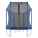 Ultrasport Uni-Jump Trampolin Outdoor Kinder Belastbar bis 80 KG I Komplettset mit Sicherheitsnetz, Randabdeckung & Montagesatz I Bodentrampolin Gartentrampolin, Trampolin 183 cm