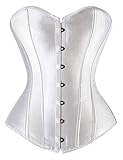 Everbellus Damen Sexy Vintage Taillentrainer Cincher Overbuste Korsett Bustier Weiß Medium