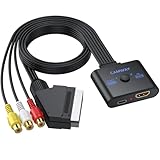 CAMWAY RCA Scart auf HDMI Adapter, 16:9/4:3 Konvertierung 1080P Composite Video Audio Konverter mit 50CM HDMI Kabel, Plug & Play, AV SCART Adapter Unterstützt PAL/NTSC für Wii/PS1/PS2/N64/DVD/VHS/VCR