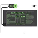 Jaxguom Heizmatte Pflanzen mit Thermostat, 27W Heizkissen, IP67 Wasserdicht, Wärmematte mit Timing-Funktion, Zimmergewächshaus Wärmematte für Reptil, Sämling Germination(1er Set, 55x27cm)