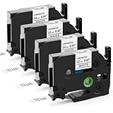 MarkField 4x H100LB H110 Band 12mm Kompatibel mit Brother P-Touch Bänder TZe-231 Tze231 12mm 0.47 Weiß Schriftband für Brother D200 E110 D400 PT-H100R H107 H105 H101C 900 1000 1005 1830 P700