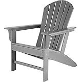 tectake® Gartenstuhl Adirondack in Holzoptik, komfortable Rückenlehne, Gartensessel mit extrabreiten Armlehnen, für Garten, Terrasse und Balkon, wetterfest - grau