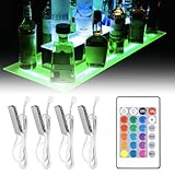 PORFOYO Vitrinenbeleuchtung,4er Set Glasbodenbeleuchtung LEDS mit Fernbedienung,LED Schrankbeleuchtung,LED Schrankleuchten Für Vitrine,Regal,Tisch,Schränke Und Küchen