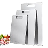 3 Pcs Edelstahl Schneidebrett, Hygienisches Schneidbrett Metall, Bpa Frei, Schneidebrett, 29x20 39x28cm 34x23cm Für Fleisch, Brot, Gemüse, Obst Schneiden Küchenbrett Spülmaschinenfest
