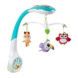 Chicco Magic Forest Baby Mobile mit Musik und Licht, Elektronische Spieluhr mit entspannender Musik und Nachtlicht für Kinder- und Babybetten, 3 abnehmbaren Plüschtieren, Baby Spielzeug ab 0 Monate