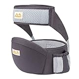 Viedouce Baby Hüftsitz Ergonomische mit Sicherheitsgurt Schutz,Reine Baumwolle Leicht und atmungsaktiv,Ergonomischer Leichte Taille Hocker Baby Hüftsitz für 4-36 Monate (Dunkelgrau)