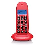 Motorola Voice – C1001CEREZA DECT Digitales Schnurlostelefon, Anrufer-ID, Freisprecheinrichtung, Telefonbuch mit 50 Nummern, hintergrundbeleuchteter Bildschirm – Kirschrot