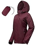 33,000ft Regenjacke Damen Wasserdicht Outdoorjacke Atmungsaktiv Herbst Übergangsjacke Leichte Jacke mit Kapuze Windbreaker zum Wandern Reisen Treking Fahrrad (Weinrot 44)