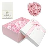 Geschenkbox Mit Deckel, 25x18x8.5cm Geschenkkarton, Luxus Geschenkbox Mädchen Mit Schleife Grußkarte Füllmaterial, Schachtel Groß für Geburtstage Hochzeiten Valentinstag (Rosa Weiß)