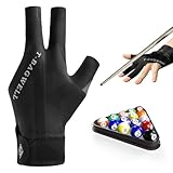 AONAYO Einzelpackung Billard Handschuh,Billard Handschuh Links,Snookerhandschuhe,Einstellbar Billiard Handschuhrutschfeste Billardhandschuhe,Dreifinger-Billardhandschuhe,Atmungsaktiv,Schwarz