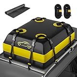 NABIYE 15 Kubikfuß Auto Dachbox mit Rutschfester Matte, Wasserdicht Dachtasche Gepäckbox Faltbare Dachkoffer für alle Fahrzeuge mit/ohne Gepäckträger