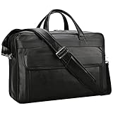 TIDING Aktentasche Herren Leder Business Tasche Laptoptasche 17 Zoll Schultertasche Große Ledertasche Tote Jahrgang Umhängetasche, Schwarz