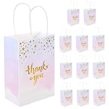 OATIPHO 12Stücke Geschenktüten aus Papier mit Griffen Geschenktüten für Party Hochzeit Muttertag Wiederverwendbare Kleine Geschenktüten mit Blumenmuster