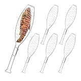 Relaxdays Fischbräter 6er Set, Edelstahl, mit Griff, 54 cm lang, Fischhalter zum Grillen, Grillguthalter Fisch, Silber