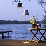 Lightbox LED Stehlampe für Innen & Außen | 129 cm Höhe, Ø 18 cm | schwarze Outdoor Standleuchte mit 3-Stufen-Touch-Dimmer | mobil/kabellos/portable | per USB aufladbar/Akku | 350 lm & 3000 K