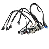 Edsdeyet Motherboard-Erweiterungsgehäuse-Frontplattenkabel 19Pin 9Pin auf Typ-C 2-Port USB 2.0 3.0 HD Audio 3,5-Mm-Netzschalterkabel