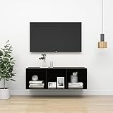 ShGaxin TV-Wandschrank, TV Board, TV Sideboard, Medienkonsolesideboard, Lowboard Schwebend, Schrankhalterungen Wand, Hochglanz-Schwarz 37x37x107cm Spanplatte