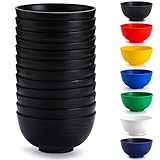 Berglander Schwarze Kunststoff Schalen Set 12 Stück 750ml, mehrweg Plastik Ramen Schüssel, Suppenschüsseln, Müslischüssel für Erwachsene, Kinder, Zuhause, Restaurant, Garten, Picknick