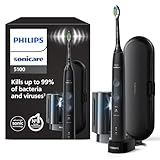 Philips Sonicare ProtectiveClean 5100 elektrische Zahnbürste, Schallzahnbürste mit 3 Putzmodi, Drucksensor, Timer, Reiseetui, UV-Reinigungsgerät, Schwarz, Modell HX6850/57