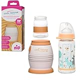 nip Fläschchenwasser-Abkühler Cool Twister + NIP GLAS Flasche 240ml mit Sauger Gr. M ab Geburt, Silikon Anti Colik Ventil