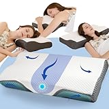 IDEA Nackenkissen Kopfkissen Nackenschmerzen, Memory Foam Orthopädisches Kissen für Seiten, Rücken& Bauchschläfer, Ergonomisches Kopfkissen Testsieger (62 * 34.5 * 12/8CM)