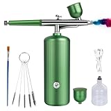 Airbrush-Kit mit Kompressor - Wiederaufladbares, Tragbares, Verstopfungsfreies Hochdruck-Airbrush-Set mit Düse und Reinigungsbürsten-Set für Nail Art, Makeup, Friseur, Tortendekoration