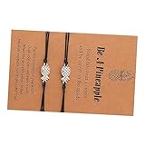 POPETPOP 2 Stück Verstellbares Ananas Armbänder aus Legierung Dekoratives Schwarzes Wickelarmband mit Wunschkarte zum Abschluss Modisches Unisex Schmuckstück