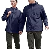 Wyongtao Regenjacke Damen Herren Paarjacke mit Kapuze Outdoorjacke Fahrradjacke Wanderjacke Wind Wasserdicht Atmungsaktiv Einfarbige Lässige Lockere Leicht Fahrradweste mit Taschen
