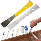 Woodworker's Multi-Purpose Magic, Stainless Steel Pry Bar Scraper Set, Trim Puller Tool for Baseboard, Multifunctional Spatula Nail Puller Small Flat Pry Bar for Pulling, Prying, Scraping (B+C)