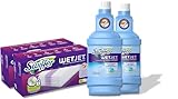 Swiffer Wetjet Bodenwischer Spray, 2 Nachfüllpackungen mit 1,25 l WetJet und 20 Reinigungstüchern, hält Staub und Schmutz, geeignet für alle Arten von Böden (2)