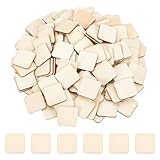 NBEADS 150 Stück Unlackierte Holzstücke, 3x3cm Quadratischer Rohling Aus Unbehandeltem Holz Bastelrohling Aus Balsaholz Holzausschnitte Zum Basteln Malen Schreiben DIY-Zubehör Gravieren